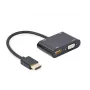 HDMI uz VGA adapteris GEMBIRD A-HDMIM-HDMIFVGAF-01, HDMI vīrišķais uz VGA izeju, 0,15 m, melns