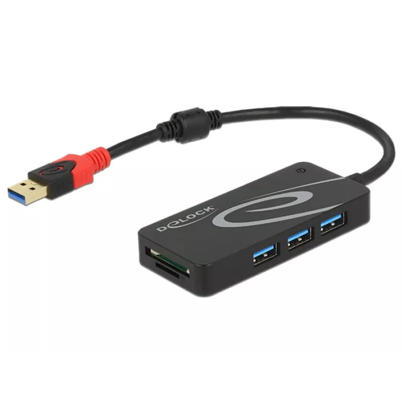 USB centrmezgls DeLOCK 3.0 3 portu ārējais + 2 x SD slots