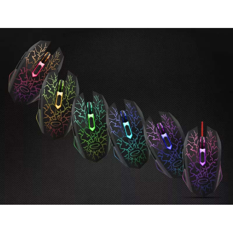 Esperanza MX211 LIGHTNING - Pele - USB - Pele - Optiskā - 6 pogas - Melna