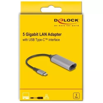 DeLOCK 81570 kabeļa savienotājpārejas adapteris USB Type-C RJ-45 0,15m antracīts