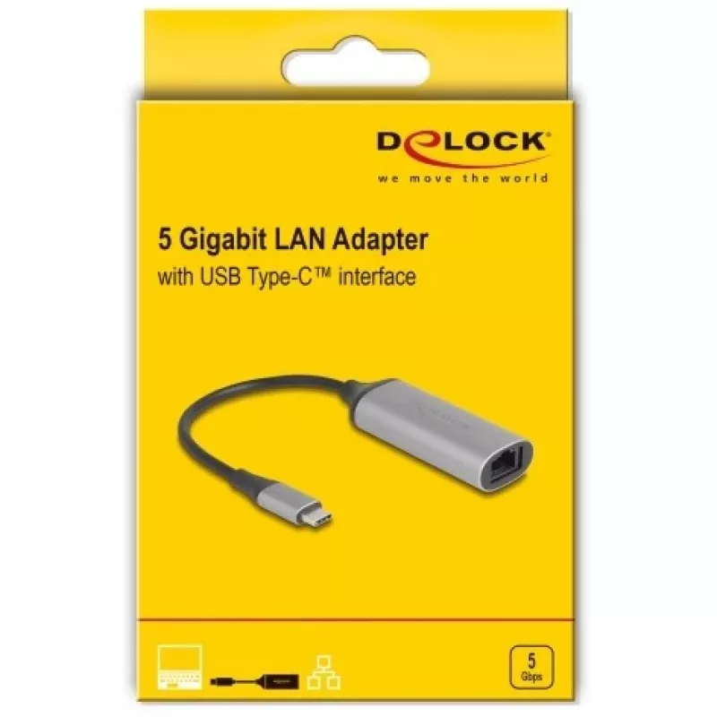 DeLOCK 81570 kabeļa savienotājpārejas adapteris USB Type-C RJ-45 0,15m antracīts