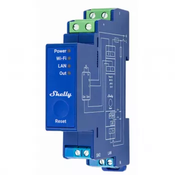 Iebūvējams dimmeris Shelly Pro Dimmer 0/1-10V PM — bezvadu, 110–240V, 3W gaidstāves patēriņš, zils, 19×69×94 mm