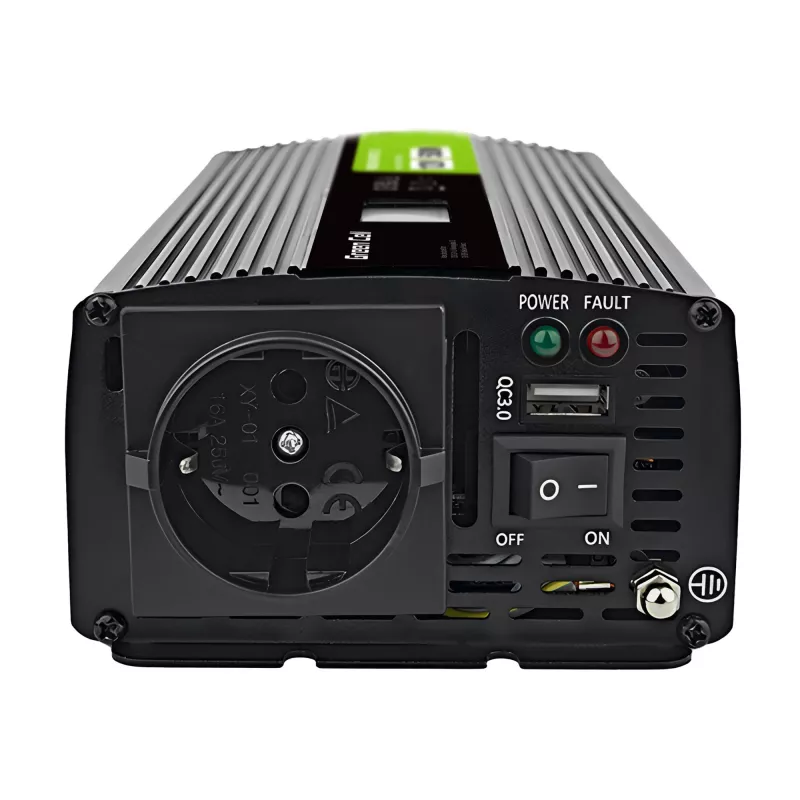 Green Cell sprieguma pārveidotājs PowerInverter LCD 12 V 500W/1000W auto invertors ar displeju - tīra sinusoīda strāvas adapteris Auto Melns