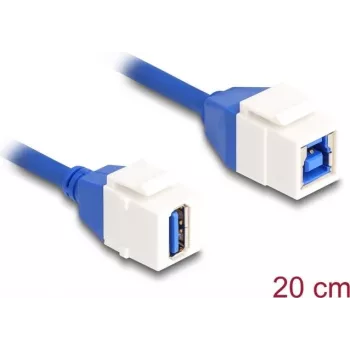 DeLOCK Keystone Module kabelis USB 5 Gbps Type-A female to Type-B female 20 cm zils