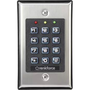 Renkforce 1582597 elektroniskā koda slēdzene, uzmontējama vai iebūvējama, ar izgaismotu tastatūru piekļuves kontrolei