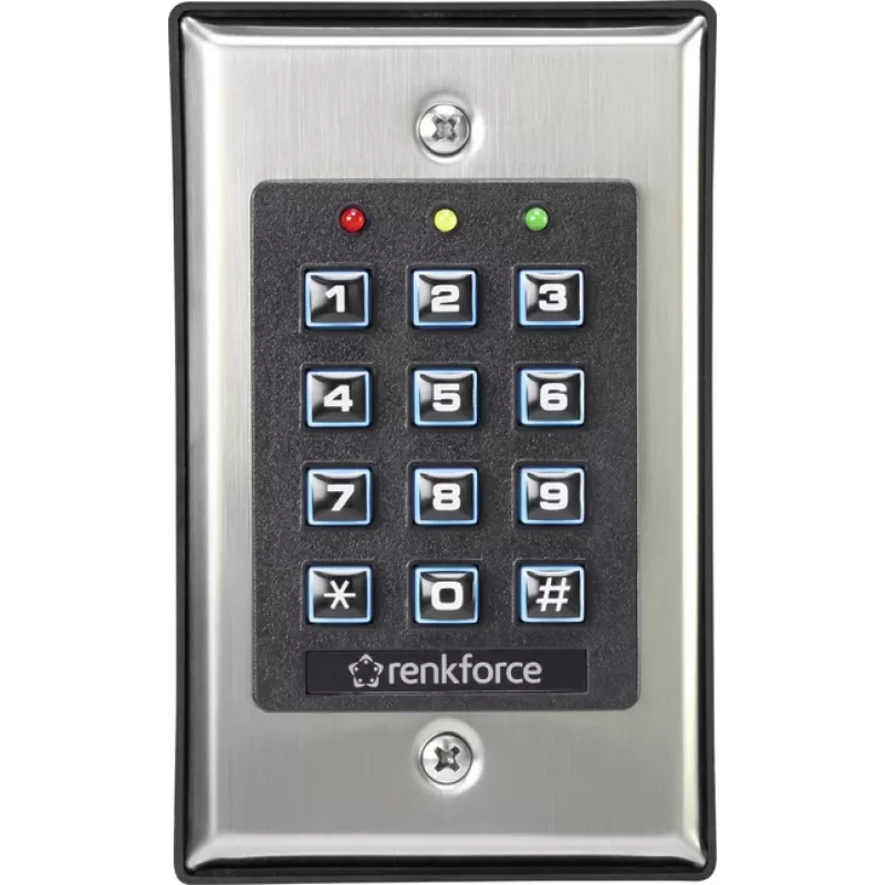 Renkforce 1582597 elektroniskā koda slēdzene, uzmontējama vai iebūvējama, ar izgaismotu tastatūru piekļuves kontrolei
