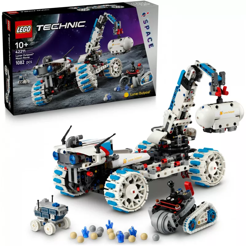 LEGO Technic 42211 Lunar Outpost Moon Rover – konstrukciju rotaļlieta, 1082 gab., modulāra uzbūve, 130×310×190 mm