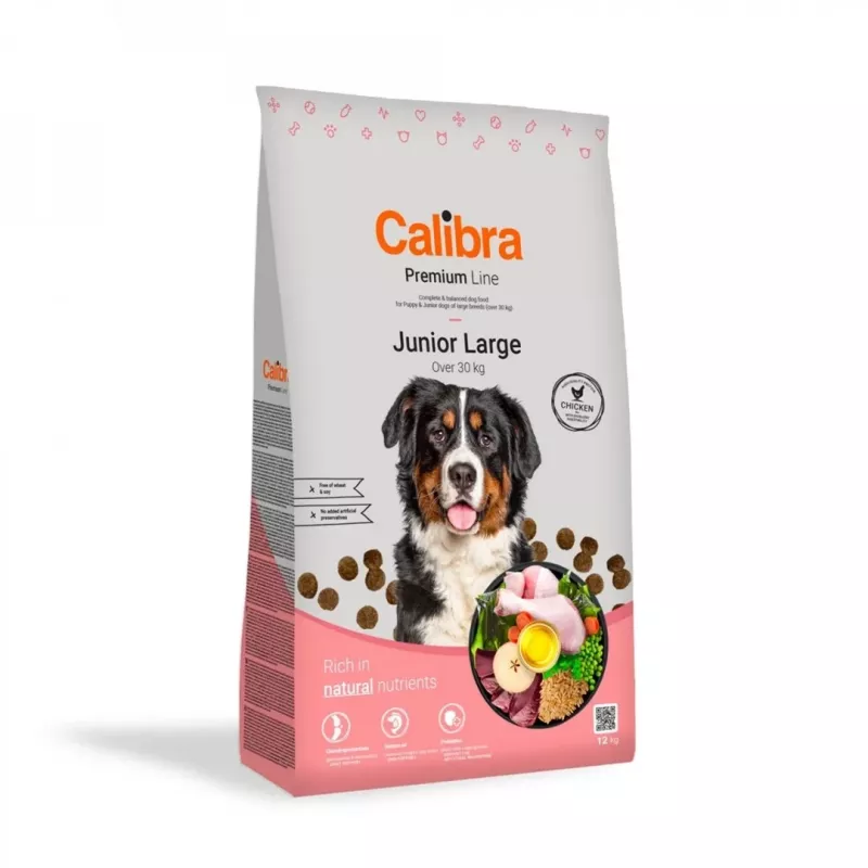 CALIBRA Premium Line Junior Large Chicken - sausā suņu barība - 12kg
