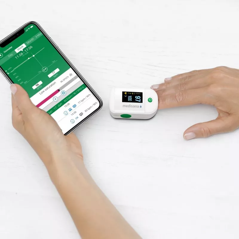 Medisana PM 100 Connect pulsoksimetrs, pelēks/balts