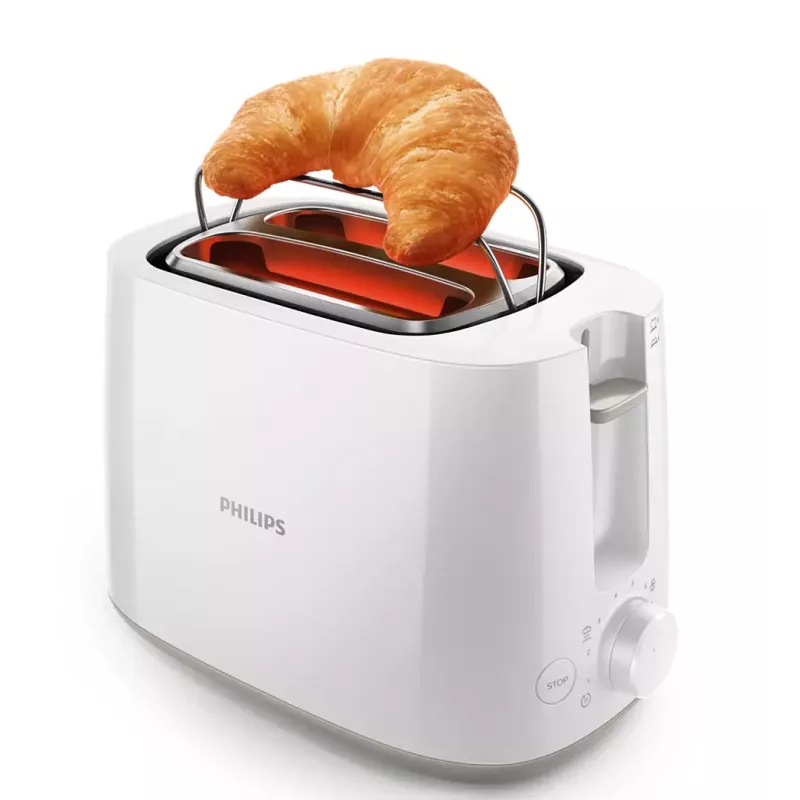 Tosteris Philips Daily Collection HD2581/00 — 2 šķēlēm, 830 W, 8 apbrūnināšanas līmeņi, balts