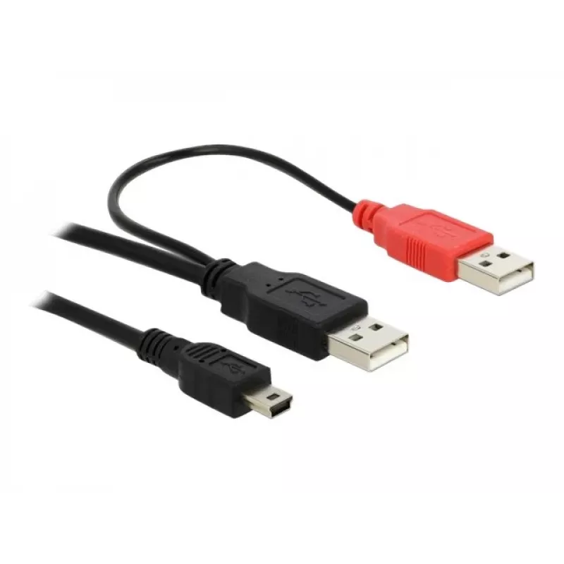 USB kabelis DeLOCK 2x USB2.0-A vīr. / USB mini 5-pin 1 m Melns