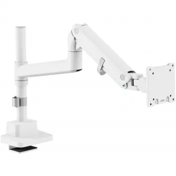 Monitora stiprinājums DIGITUS Single, skavas veida, maks. 57 collas, 27 kg ietilpība, VESA 75x75–100x100, balts