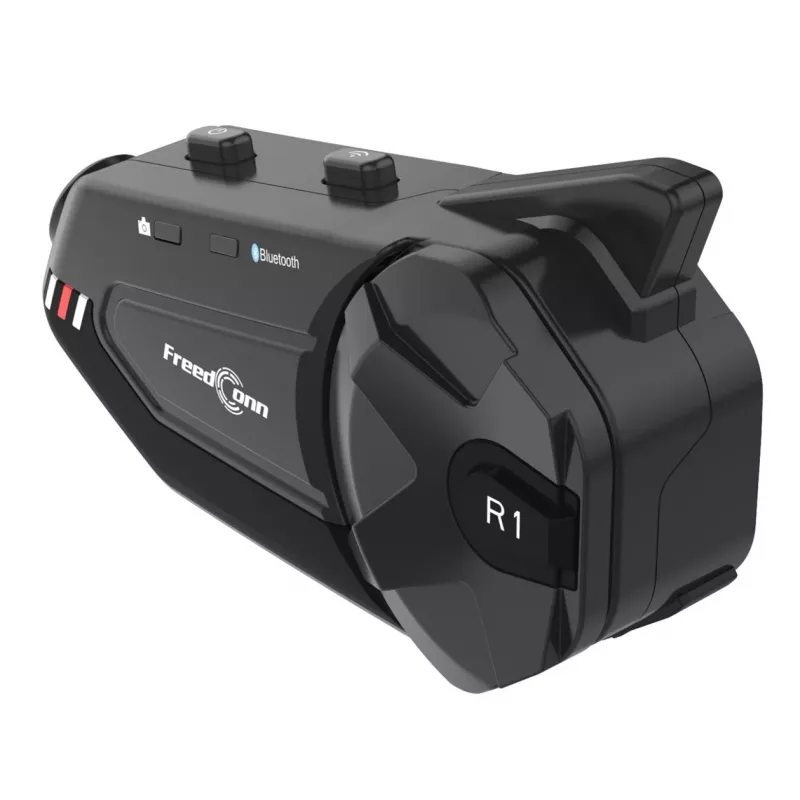 Headset FreedConn R1 PLUS E motociklu Bluetooth domofons, Bluetooth 5.0+EDR, diapazons 1000 m, IP65, FM, 1080p video, 30 h sarunu laiks