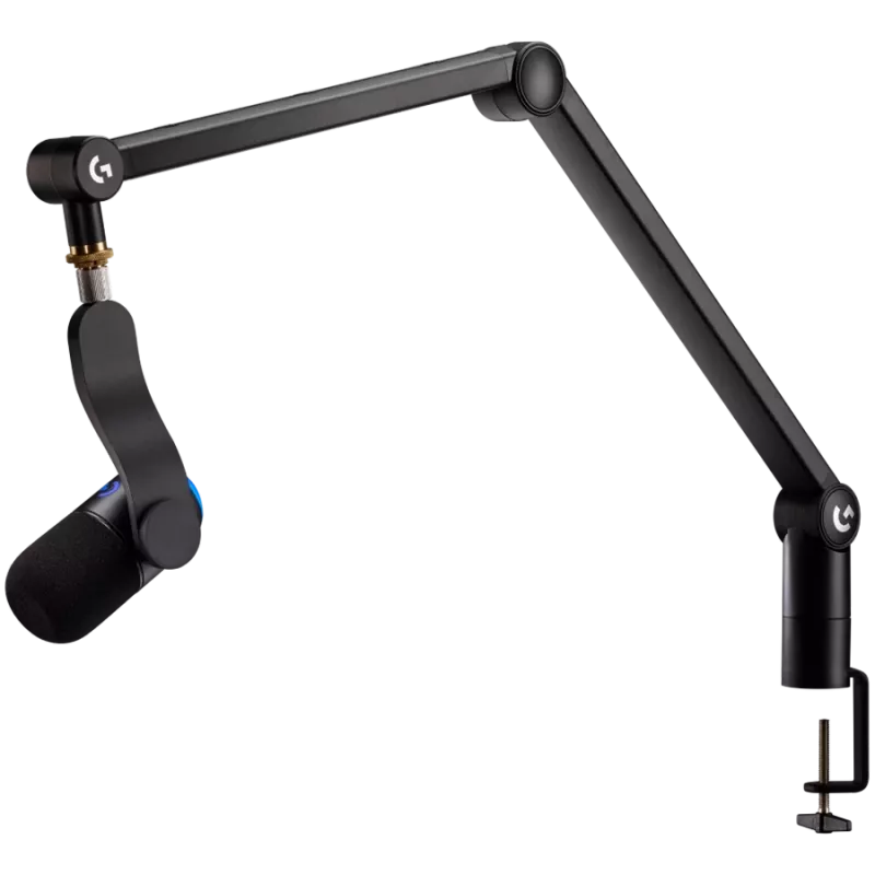 LOGITECH Yeticaster GX Dynamic RGB Gaming Mic with LIGHTSYNC and Premium Desktop Microphone Boom Arm - Melns