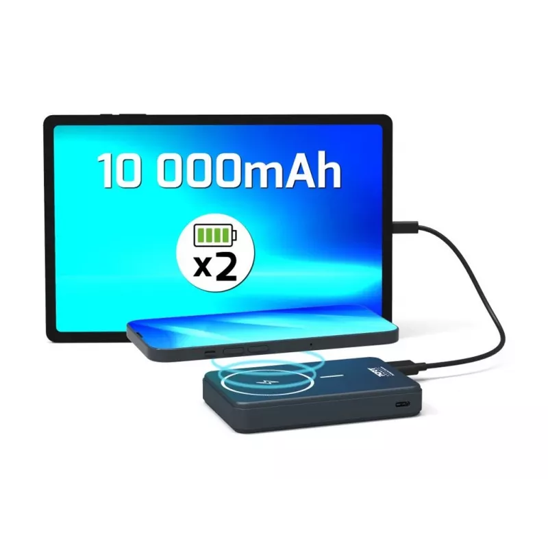 Port Designs 907005 10000 mAh bezvadu uzlādes ārējais akumulators, melns