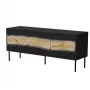 TV skapis cama meble INSERTO 3D 143,5x40x61,5 cm melns ar LED, skaidu plātnes augšdaļa