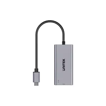 USB-C uz RJ45 adapteris Unitek U1343AGY01 — 5 Gbps Ethernet, USB-C (vīrišķais) uz RJ45 (sievišķais), pelēks, 0,15 m kabelis