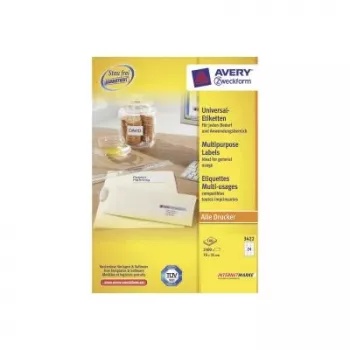 Universālas uzlīmes 70x35mm InkjetLaserCopy A4 100 loksnes 2400 gab. Baltas