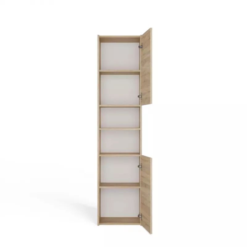 Vannas istabas uzglabāšanas skapis top e shop S40 SONOMA — Ozola rāmis, brīvstāvošs, 6 plaukti, 400×300×1700 mm