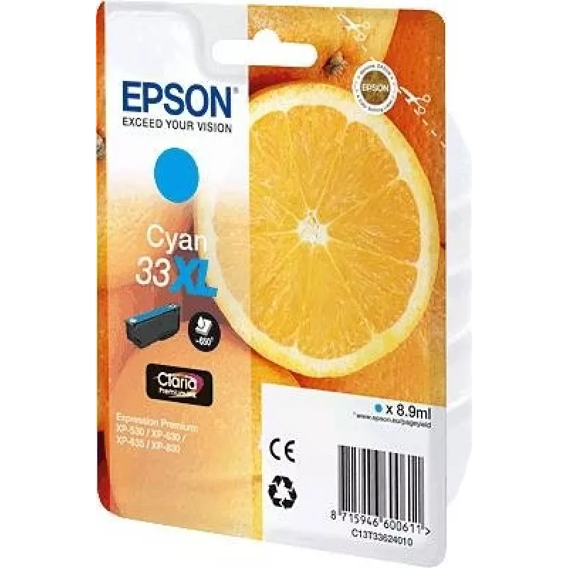 Tintes kasetne Epson C13T33624010 oriģinālā ciāna, 8,9 ml, drukas izdruka 650 lpp., 1 gab.