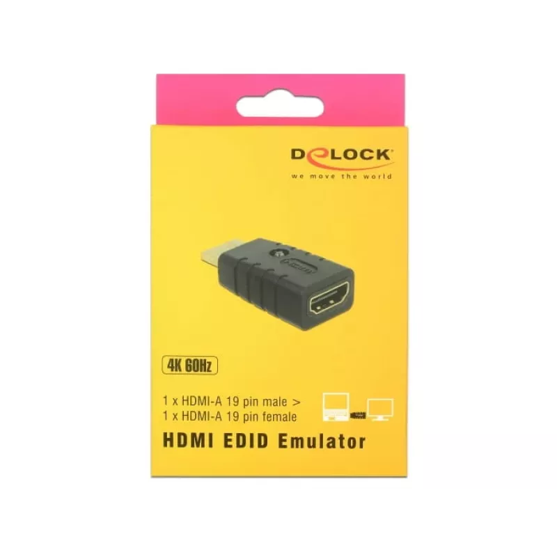 Adapter HDMI (spraudnis) > HDMI (ligzda), EDID emulators (melns)