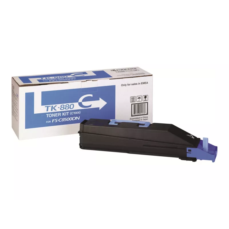 Toneris Kyocera TK-880C ciāns, oriģināls, lāzerdruka, darbības resurss 18 000 lappuses, 1 gab.