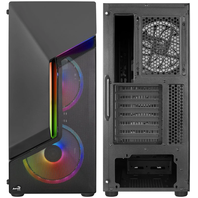Aerocool Scape-G-BK-v2 Midi-Tower, Tempered Glass, FRGB - Melns