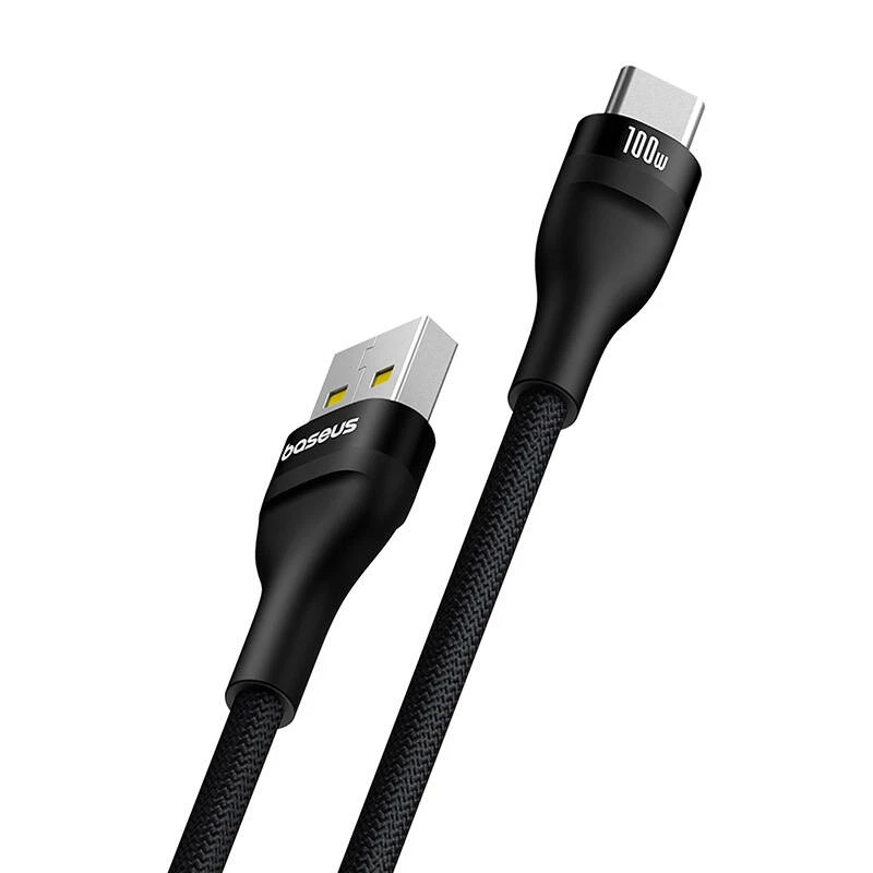 Baseus Flash 2 USB A uz USB C ātrās uzlādes kabelis 2 m 100 W Melns