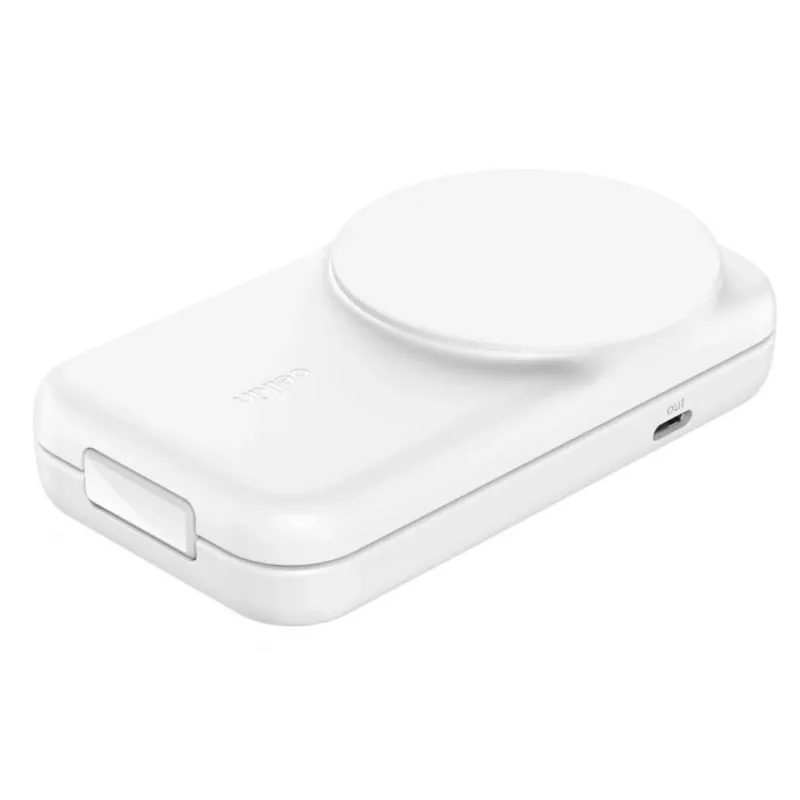 Belkin UltraCharge 25W Qi2 2 vienā salokāms bezvadu uzlādes statīvs, balts (WIZ038KQWH)