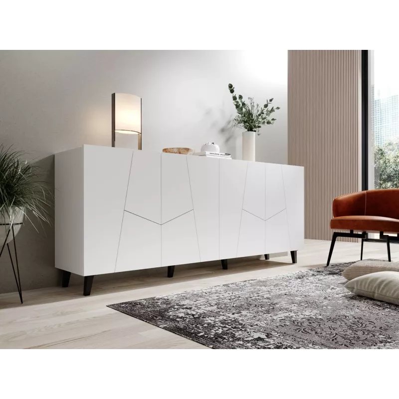 Kumode Cama Meble ETNA 200x42x82 cm, matēti balta, skaidu plātne, 16 mm rāmis