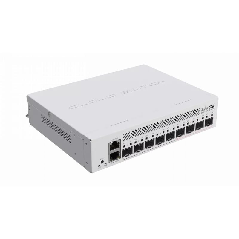 Pārvaldīts L3 tīkla komutators MikroTik CRS310-1G-5S-4S+IN — 1U, 1x Gigabit, 5x SFP, 4x SFP+, 10G, līdzstrāva/PoE 18–57V, 20W maks.