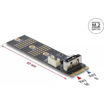 M.2 Key B uz SATA 7‑kontaktu adapteris (vertikāls) DELOCK 64290