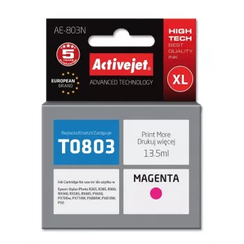 Tintes kasetne ActiveJet AE-803N, saderīga ar Epson T0803, fuksīna, XL 13,5 ml, pigmenta tinte, 1 gab.
