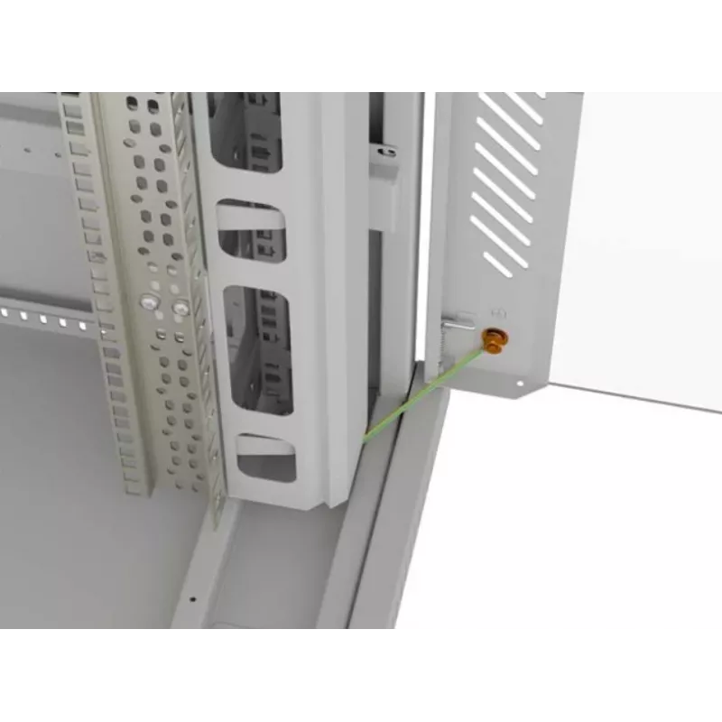 Rack cabinet LANBERG FF01-8047-12SL 47U 800x1000 mm pelēks ar priekšējām un aizmugurējām stikla durvīm un LCD paneļa vietu