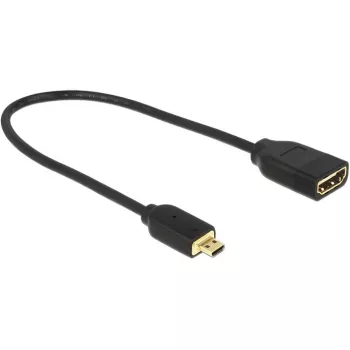 DELOCK kabelis HDMI Micro D spraudnis > HDMI A ligzda High Speed ar Ethernet 3D 4K 20cm Premium Slim