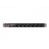 Strāvas sadales bloks LANBERG PDU-PRO-07F-0200-BK — 1U plaukta PDU, 7 Type F rozetes, 16 A, 2 m kabelis, melns