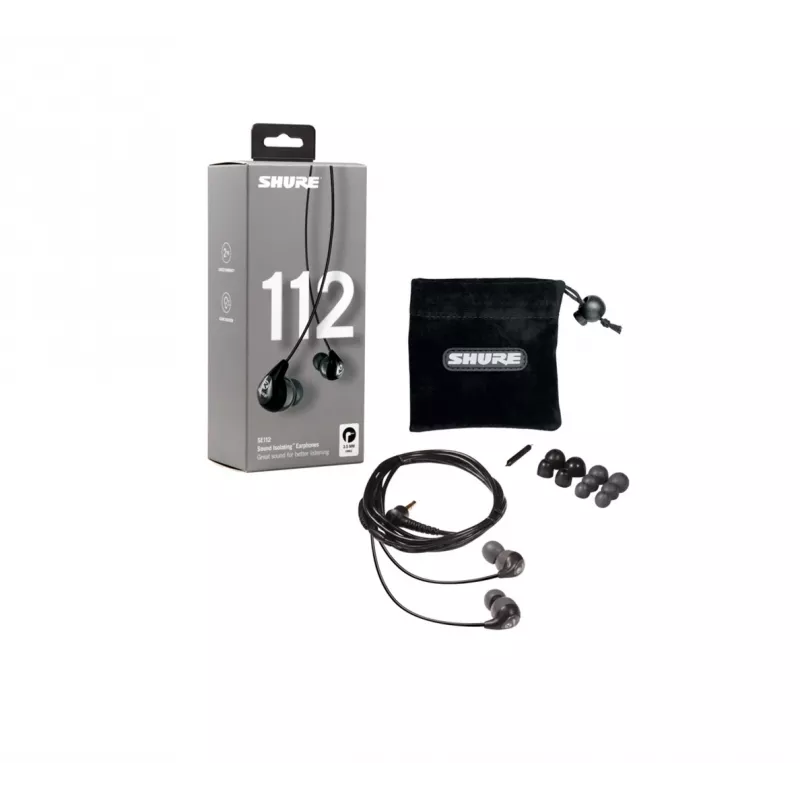 Shure SE112-GR austiņas, vadu, iekšauss, zvaniem/mūzikai, melnas, pelēkas