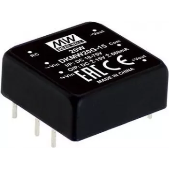 Strāvas adapteris/pārveidotājs MEAN WELL DKMW20F-12, 20 W, 12 V, 0,83 A, RoHS