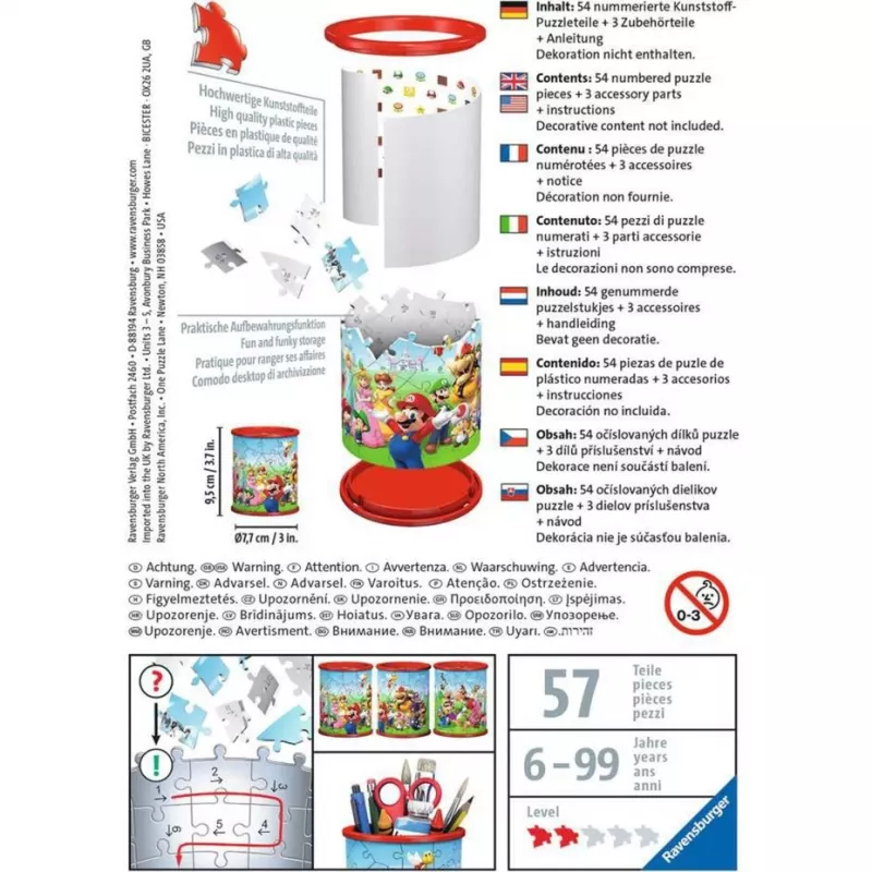 3D Puzzle Ravensburger Super Mario Zīmuļu Turētājs 54 gab.