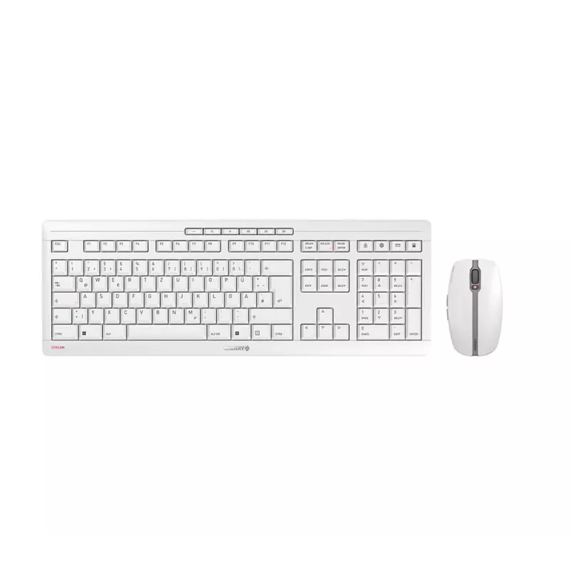 CHERRY Stream Desktop Recharge tastatūra ar peli, bezvadu, universāla, RF, QWERTZ vācu, pelēka