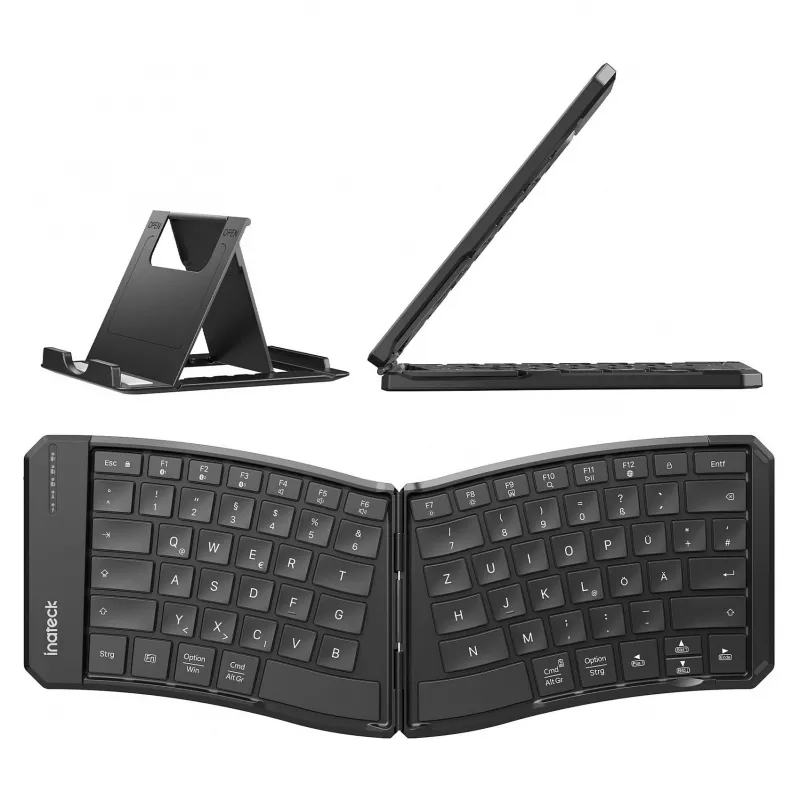 Inateck pilna izmēra izliekta Bluetooth tastatūra N0131 QWERTZ šķērveida mehānisms melna
