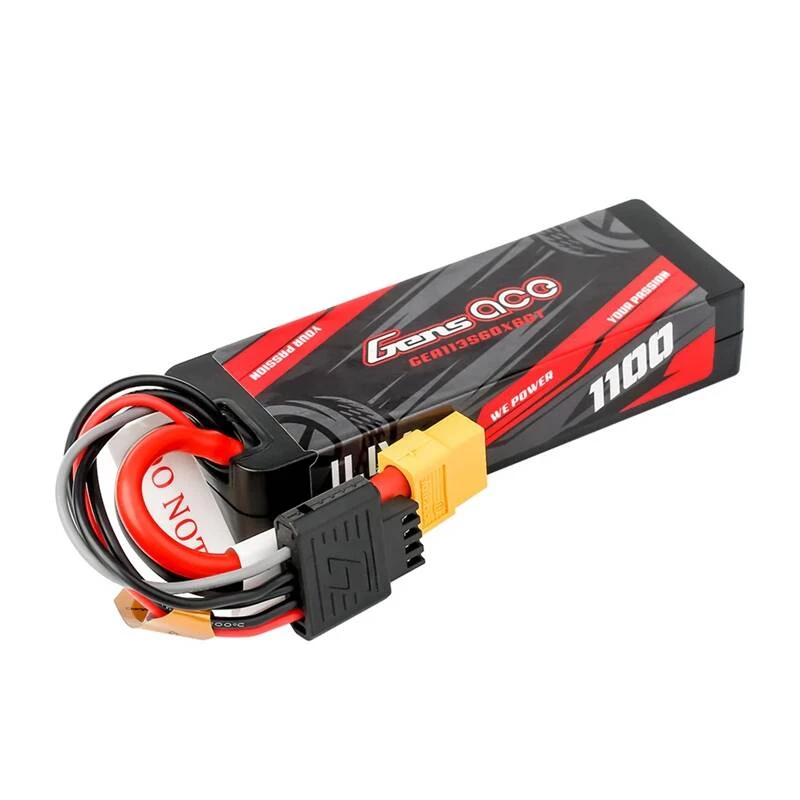 Lipo Gens ace G-Tech 1100mAh 11.1V 3S1P 60C GRP-76 cietā korpusa akumulators ar XT60 spraudni