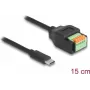 DeLOCK USB 2.0 kabelis USB Type-C vīrišķais – spaiļu bloka adapteris 15 cm
