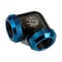 Adapter 90° BitsPower for 12mm AD Hardtube to 12mm AD Hardtube, spīdīgs melns/zils