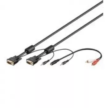 Wentronic SVGA audio kabelis - 3m - VGA (D-Sub) - VGA (D-Sub) - Melns - Audio 3,5 mm (93969)
