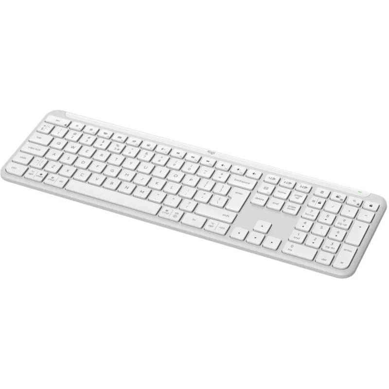 Logitech K950 Signature plāns tastatūra birojam, RF bezvadu + Bluetooth, QWERTY US International, balta