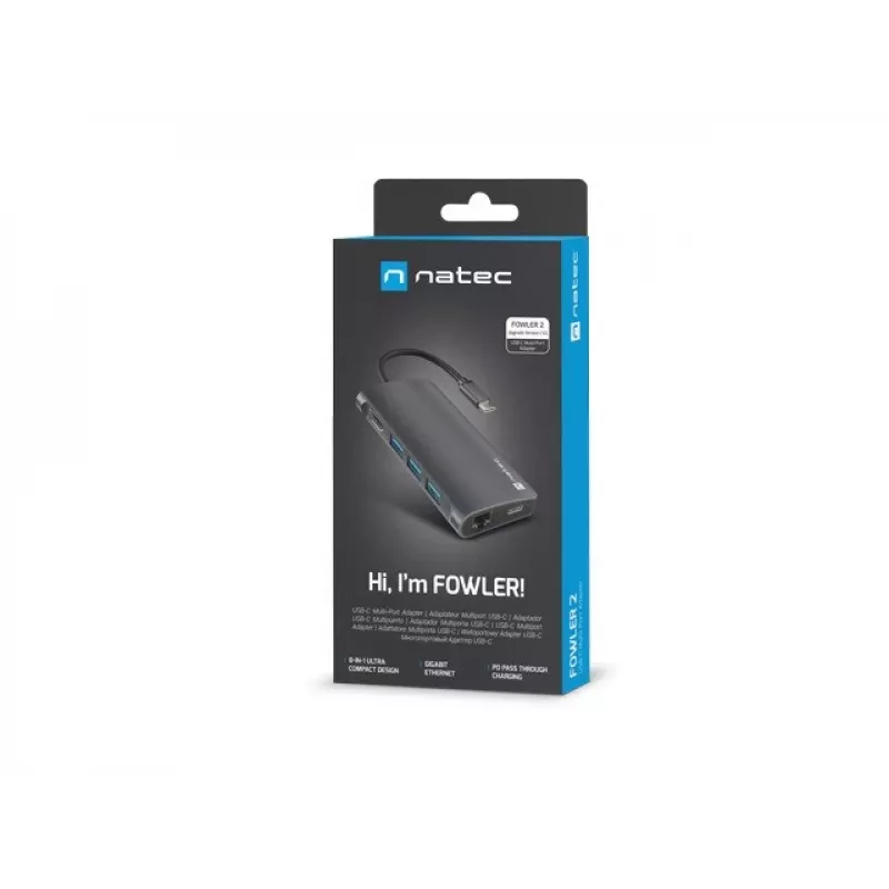 Dokstacija NATEC NMP-2162 USB 3.2 Gen 1 Type-C pelēka, vadu