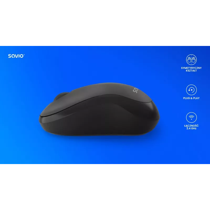 Bezvadu pele SAVIO MB-03, Bluetooth saskarne, 1000 DPI, AA baterija, 99×60×39 mm, 51 g, komplektā uztvērējs