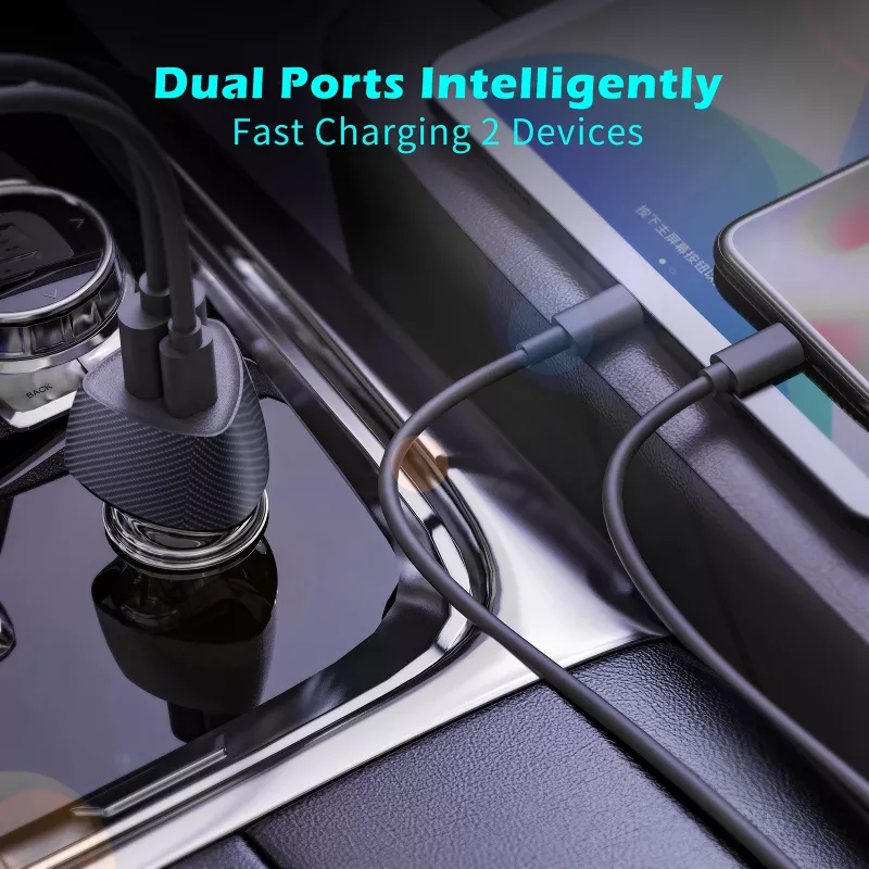 Auto lādētājs Tellur FCC10 38W 6A PD20W QC3.0 — USB-C un USB-A transportlīdzekļa strāvas adapteris