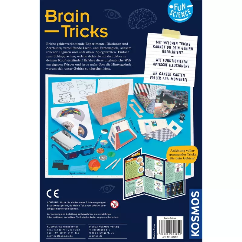 Kosmos Fun Science Brain Tricks, Eksperimentu komplekts, Elektrība, 8 gadi, Daudzkrāsains